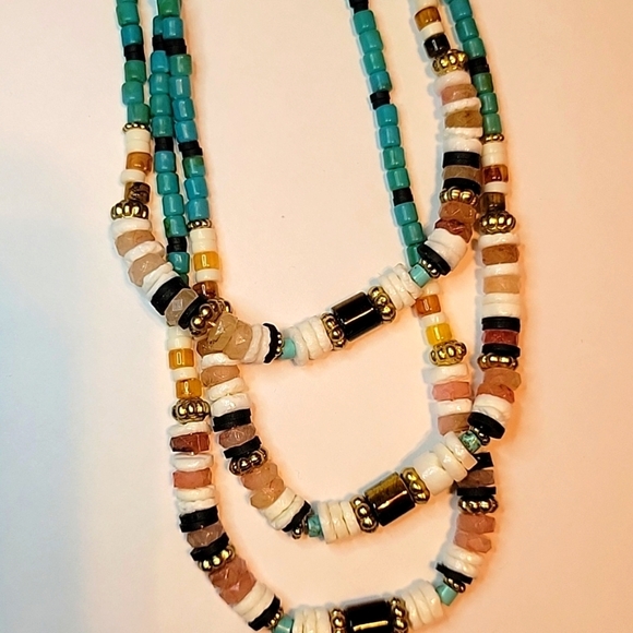 Free People West Coast Boho Layered beaded necklace NWT Western Coastal - Picture 7 of 10